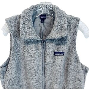 Patagonia Los Gatos Zip Up High Pile Vest Women M Gray Cozy Teddy Bear Warm